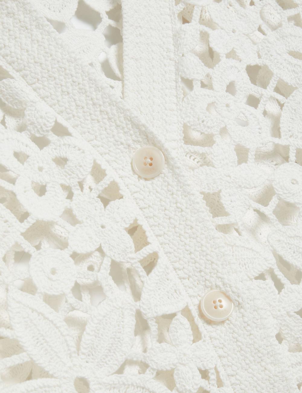Ted Baker TARLI - Crochet Open Knit Longline Cardigan Dames Wit | Belgium  278304-MLJ