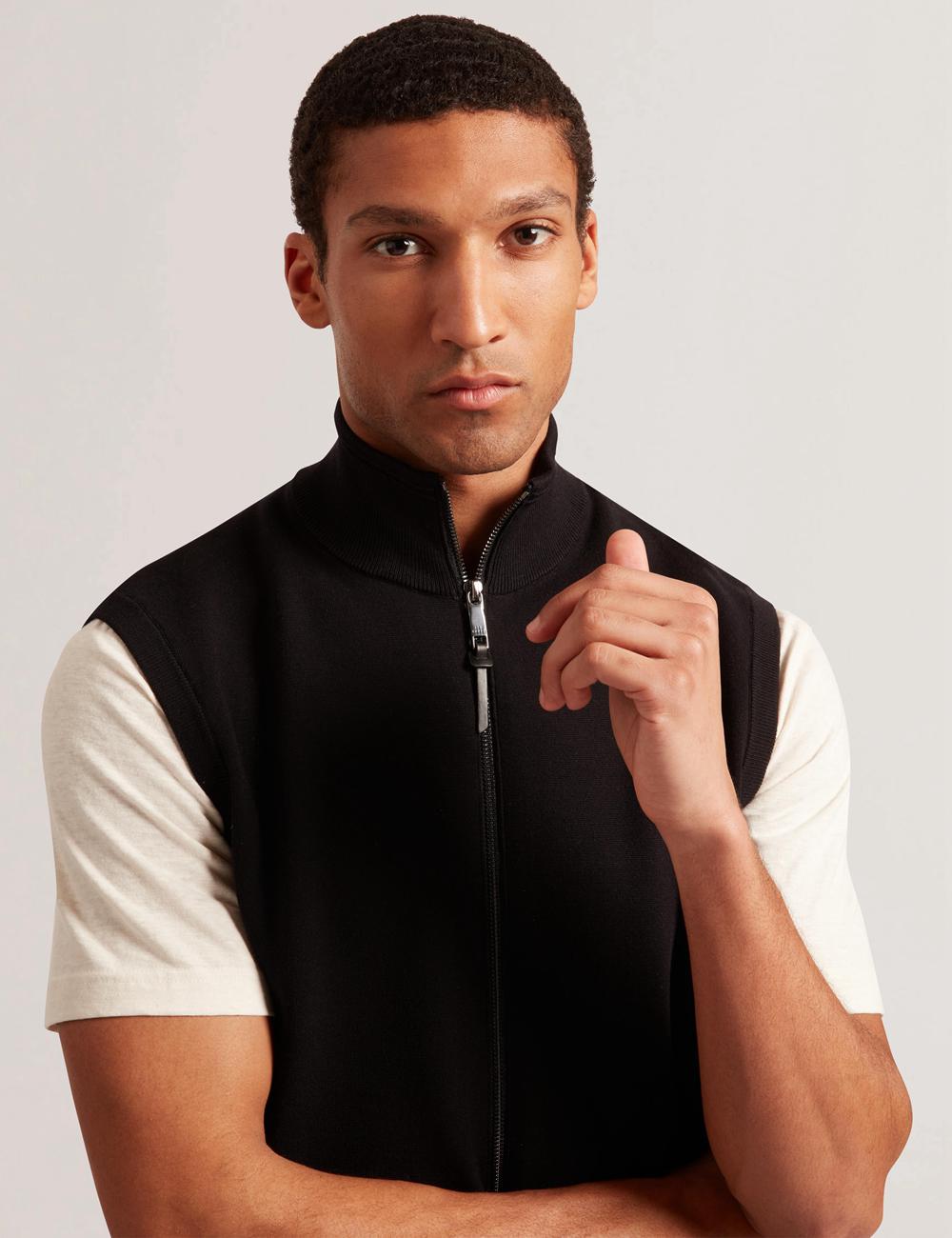 Ted Baker TERINCE - Zip-Through Funnel Neck Gillets Heren Zwart | Belgium  815742-KJY