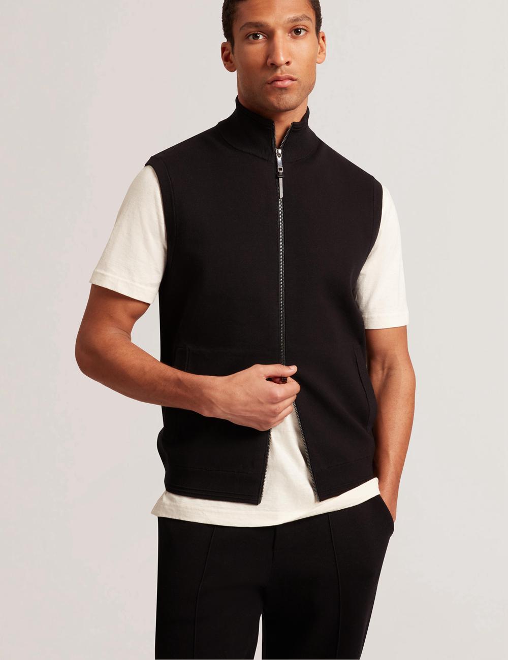 Ted Baker TERINCE - Zip-Through Funnel Neck Gillets Heren Zwart | Belgium  815742-KJY
