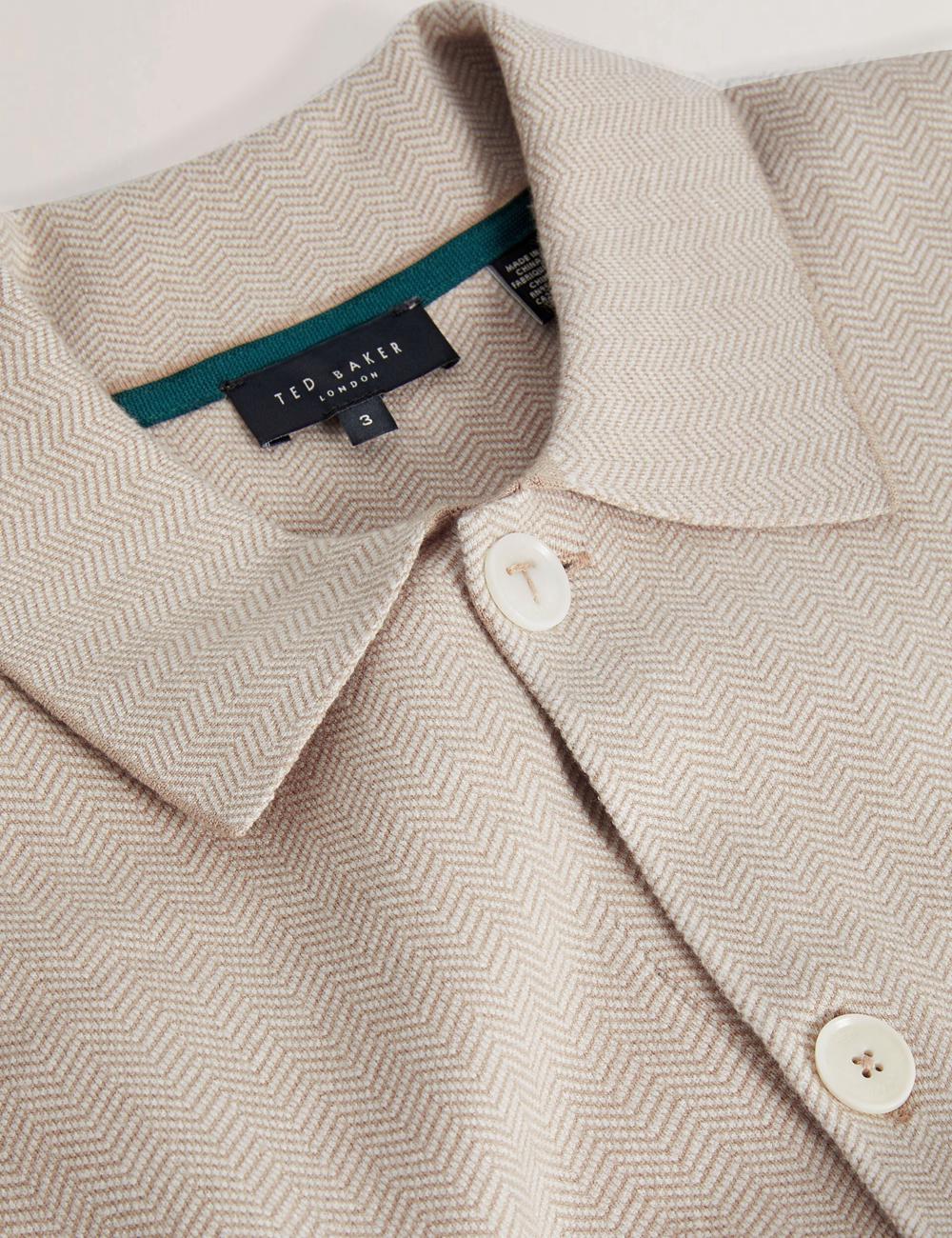 Ted Baker THIMON - Herringbone Knit Button-Up Jassen Heren Taupe | Belgium  215684-YWO