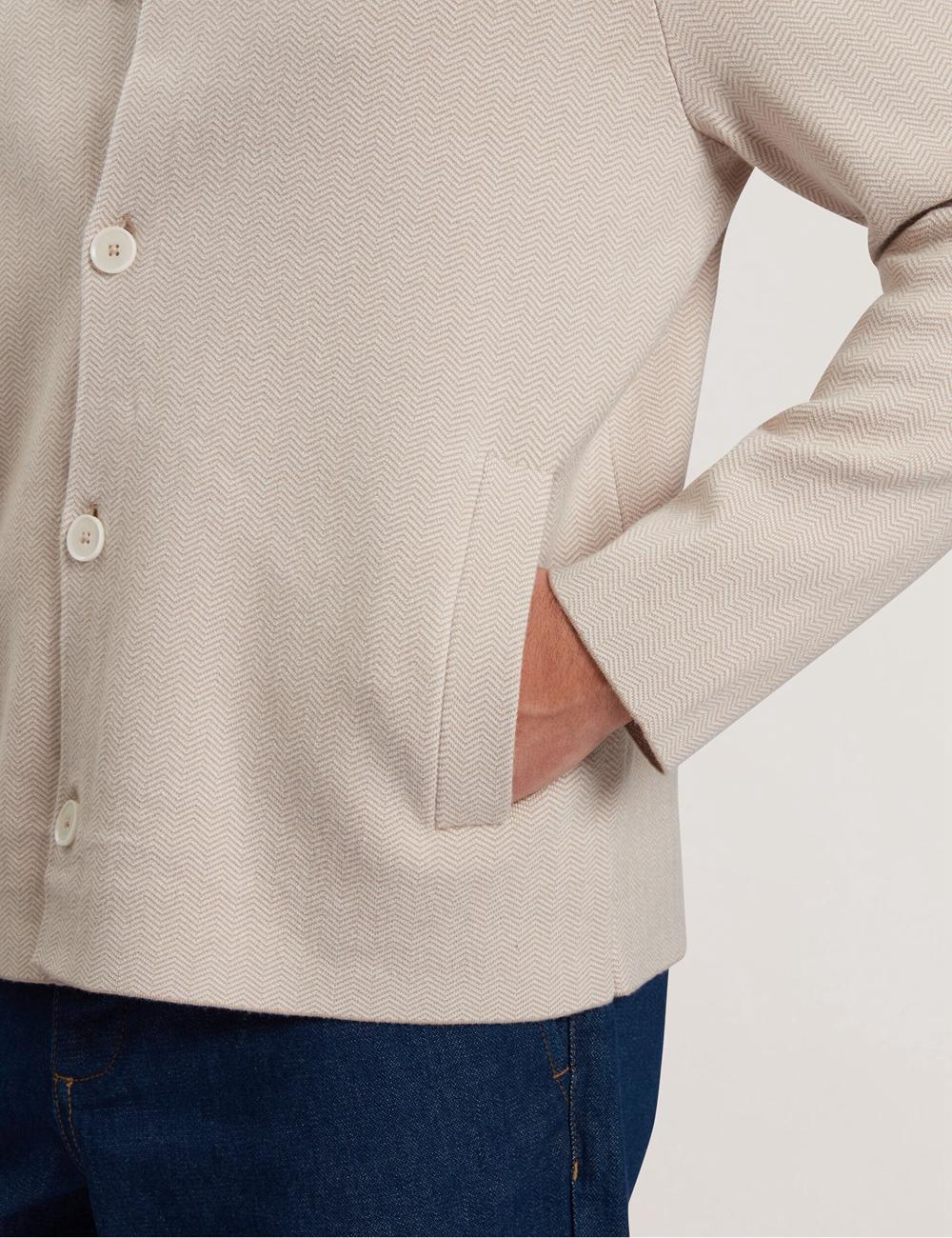 Ted Baker THIMON - Herringbone Knit Button-Up Jassen Heren Taupe | Belgium  215684-YWO