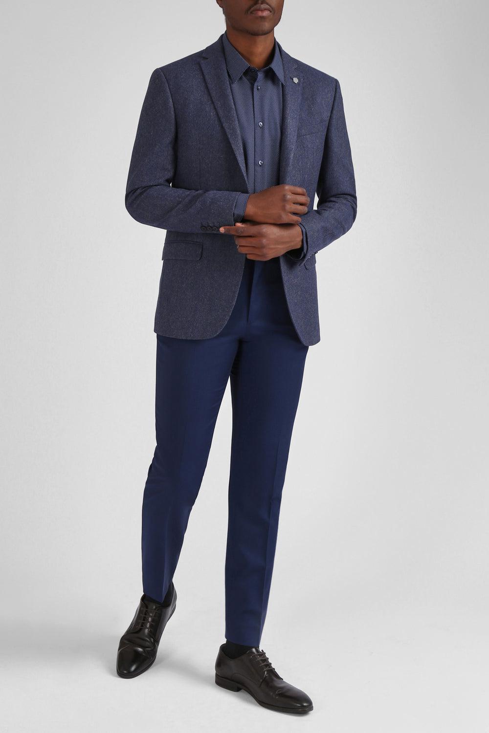 Ted Baker TIANJS - Textured Wool Blend Tailored Blazer Heren Blauw | Belgium  306957-CVU