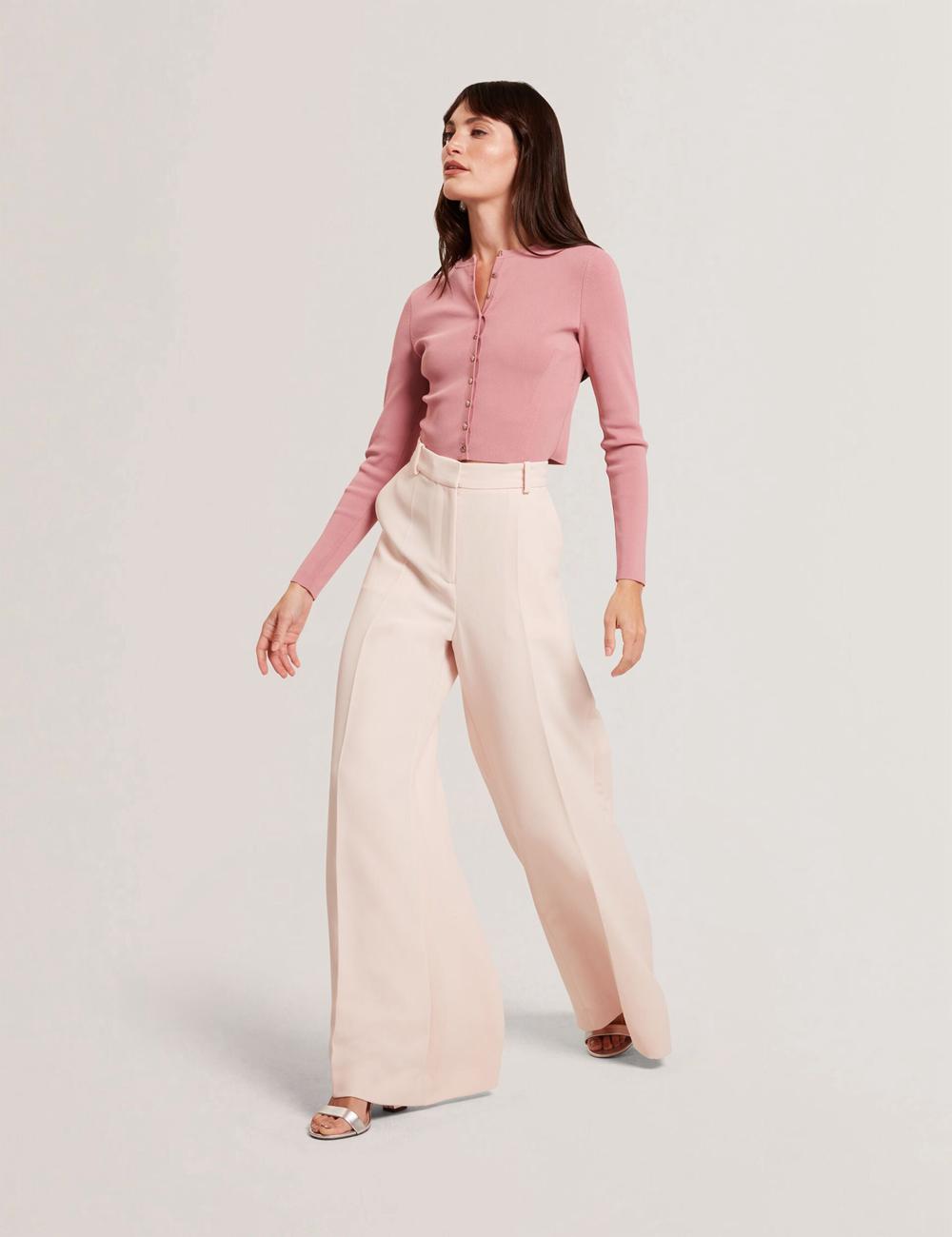 Ted Baker TRAGAT - Ultra Wide Leg Woven Tailored Broek Dames Roze | Belgium  263148-NRJ
