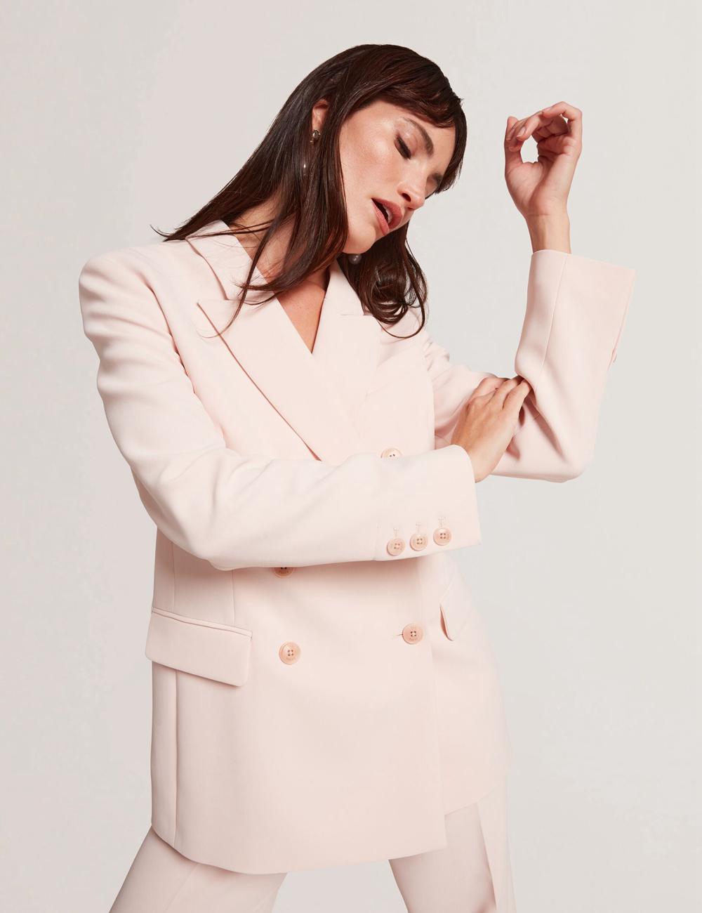 Ted Baker TRAGA - Tailored Double Breasted Woven Blazer Dames Roze | Belgium  805267-FOQ