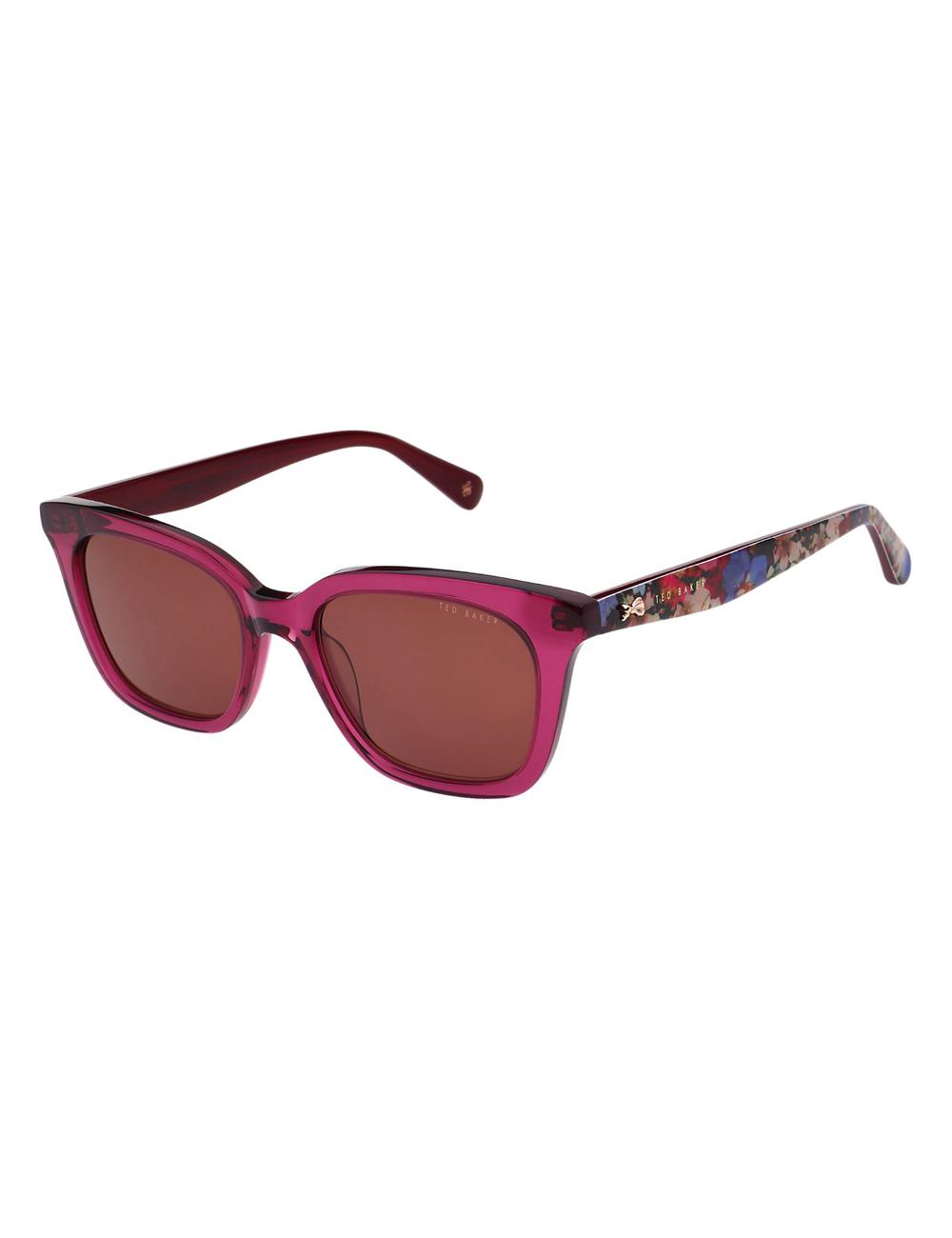 Ted Baker TYDE - Square Cat Eye Print Detail Zonnebril Dames Raspberry | Belgium  507128-QVJ