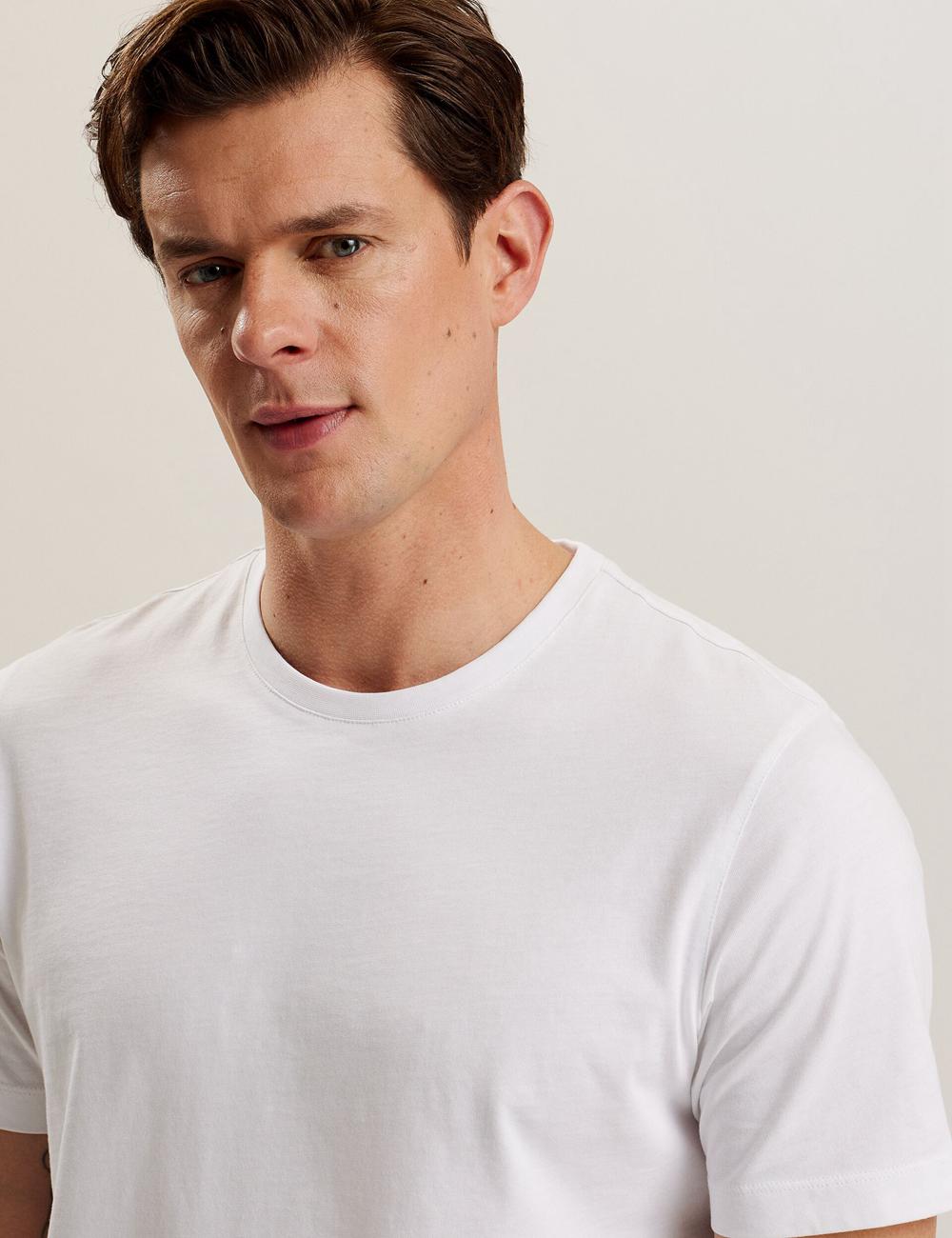 Ted Baker TYWINN - Classic Crew Neck Cotton T-shirts Heren Wit | Belgium  034762-BLU