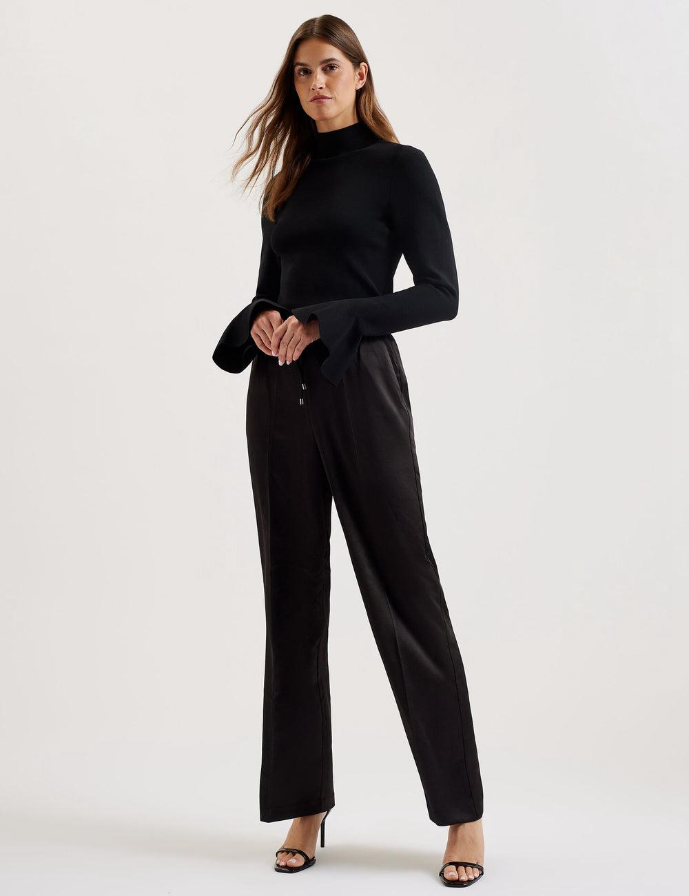 Ted Baker UMAIBO - Satin Wide Leg Drawstring Joggers Broek Dames Zwart | Belgium  951467-KGX
