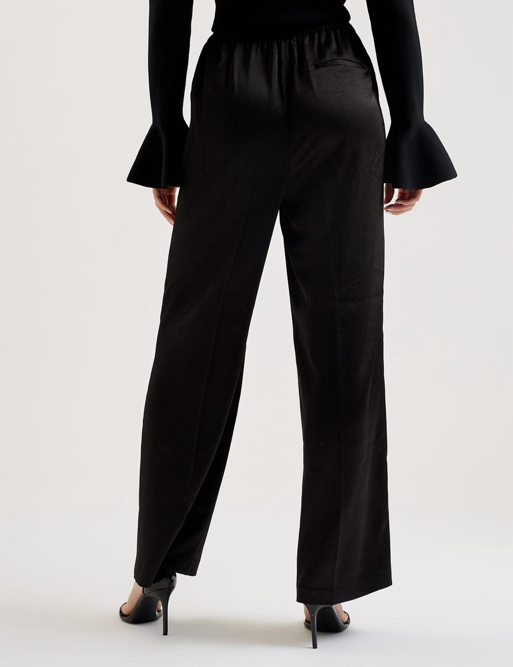 Ted Baker UMAIBO - Satin Wide Leg Drawstring Joggers Broek Dames Zwart | Belgium  951467-KGX