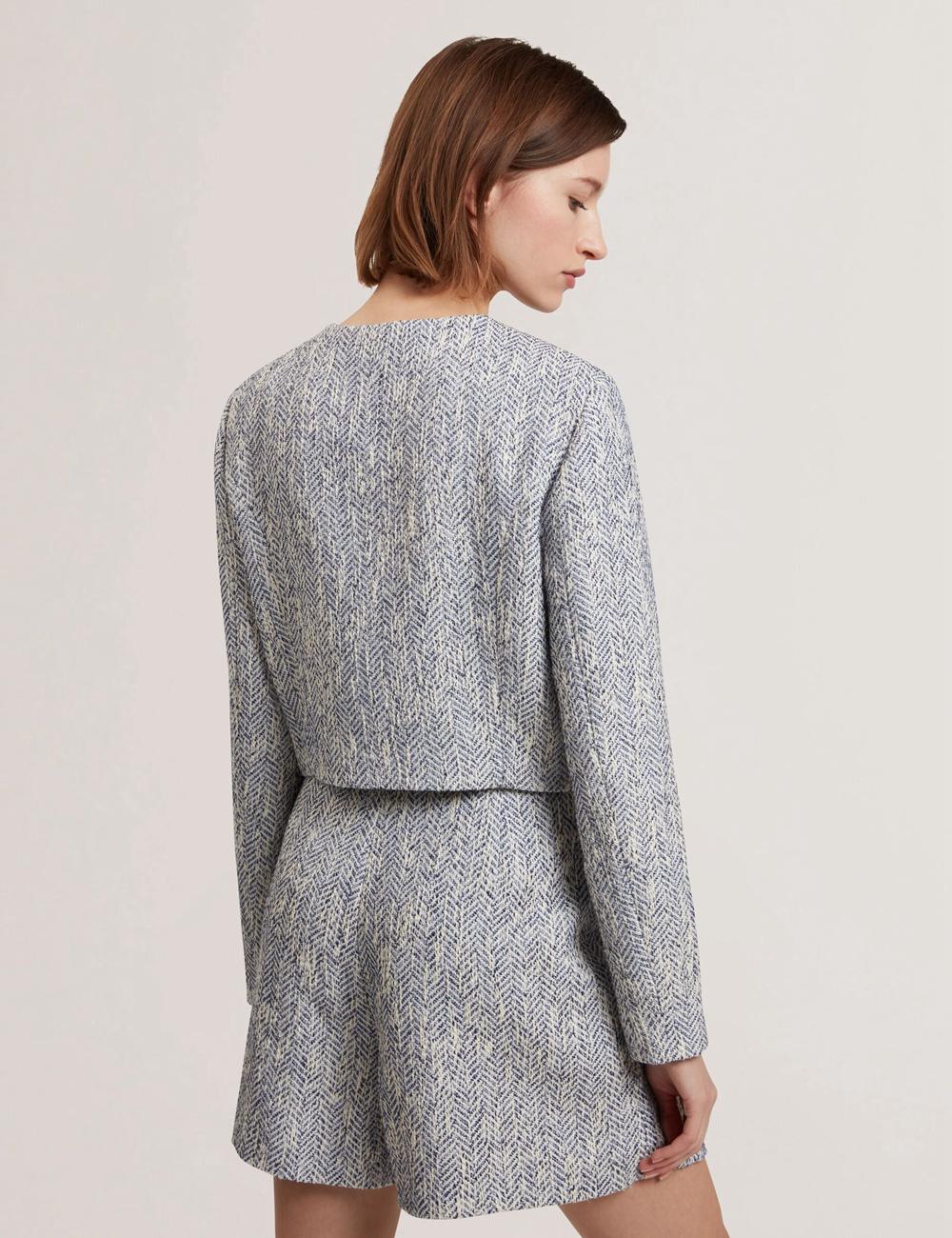 Ted Baker VULPA - Boucle Button-Up Cropped Tailored Jassen Dames Blauw | Belgium  961570-GOB