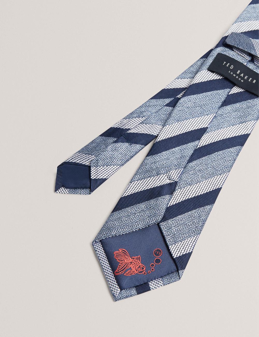 Ted Baker WEISMUL - Textured Mixed Stripe Silk Stropdassen Heren Donkerblauw | Belgium  459103-QFH