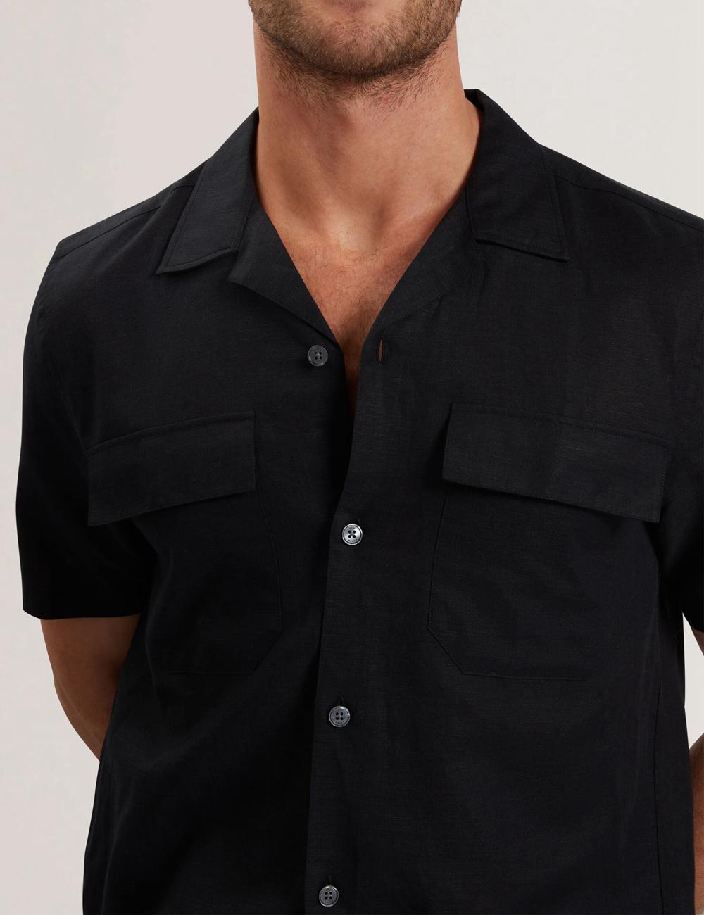 Ted Baker WHETHER - Short Sleeve Regular Fit Double Pocket Overhemd Heren Zwart | Belgium  927840-OWT