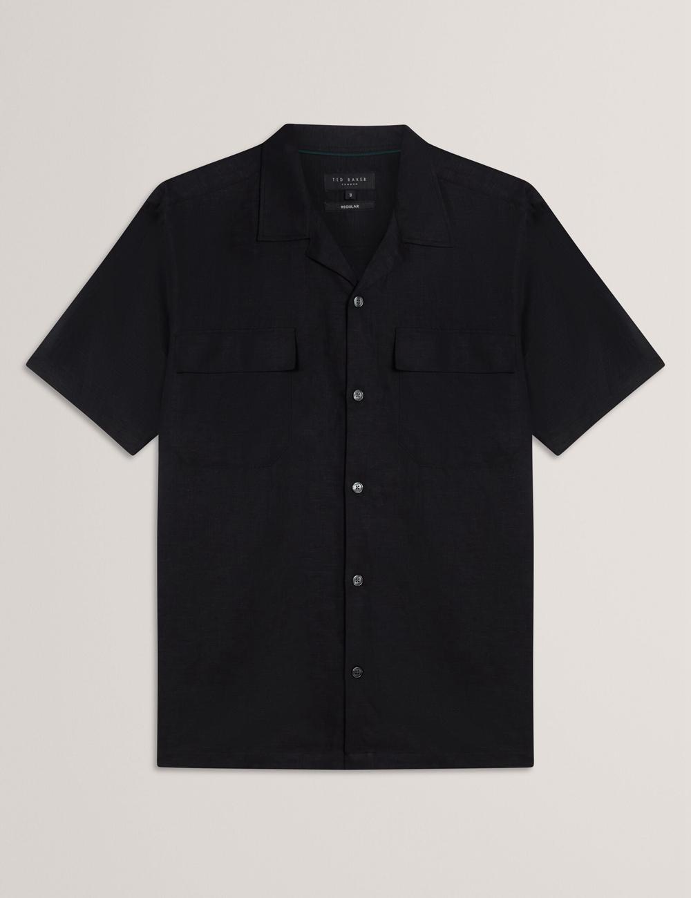 Ted Baker WHETHER - Short Sleeve Regular Fit Double Pocket Overhemd Heren Zwart | Belgium  927840-OWT