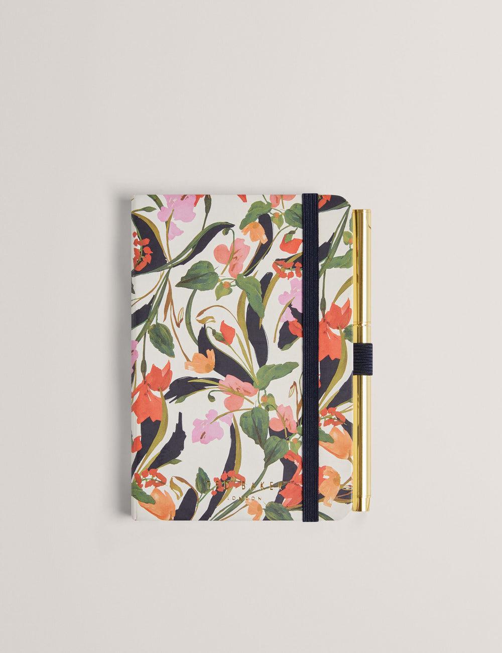 Ted Baker WHINNA - Floral Print A6 Notebook & Pen Stationary Dames Wit | Belgium  623074-MKN