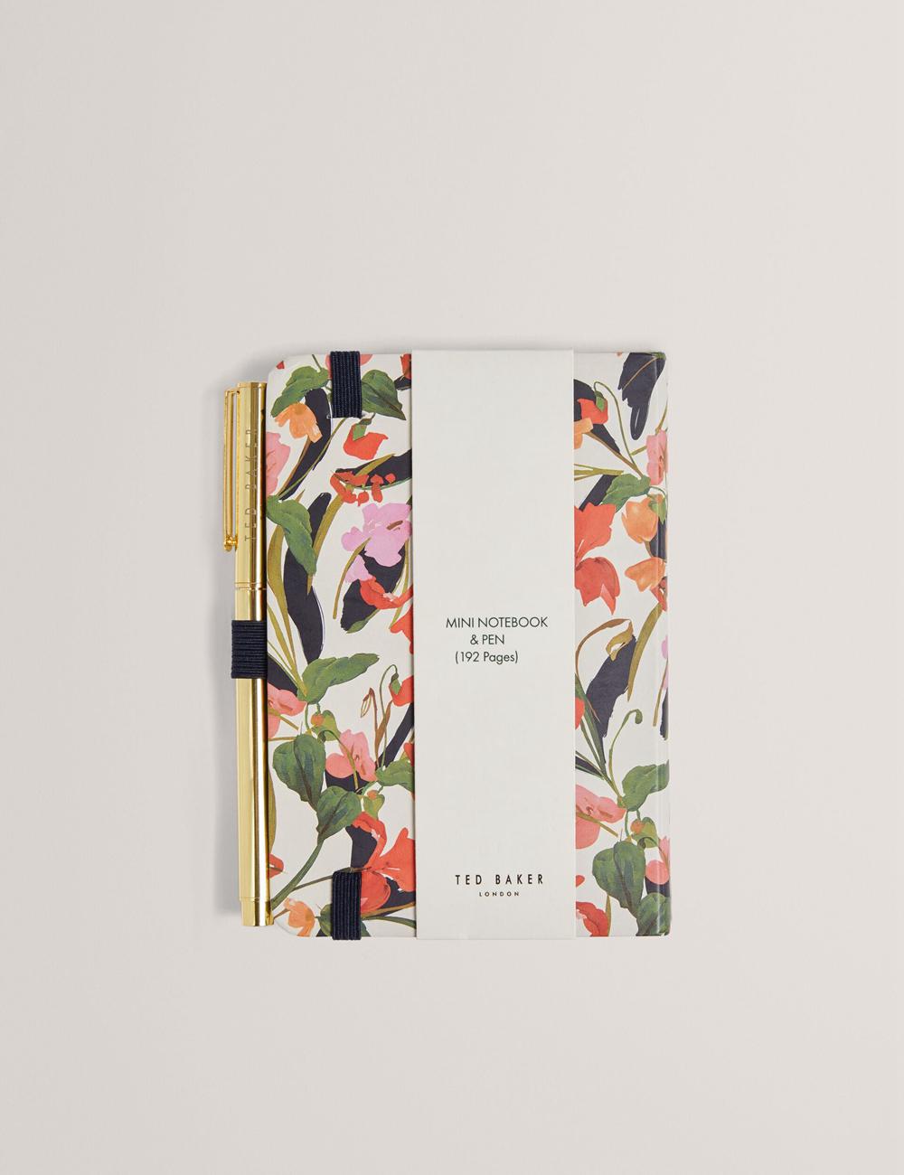 Ted Baker WHINNA - Floral Print A6 Notebook & Pen Stationary Dames Wit | Belgium  623074-MKN