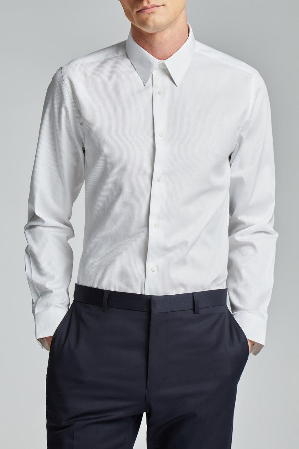 Ted Baker WHITE SATIN STRIPE - Textured Stripe Slim Fit Overhemd Heren Wit | Belgium  148529-SRB