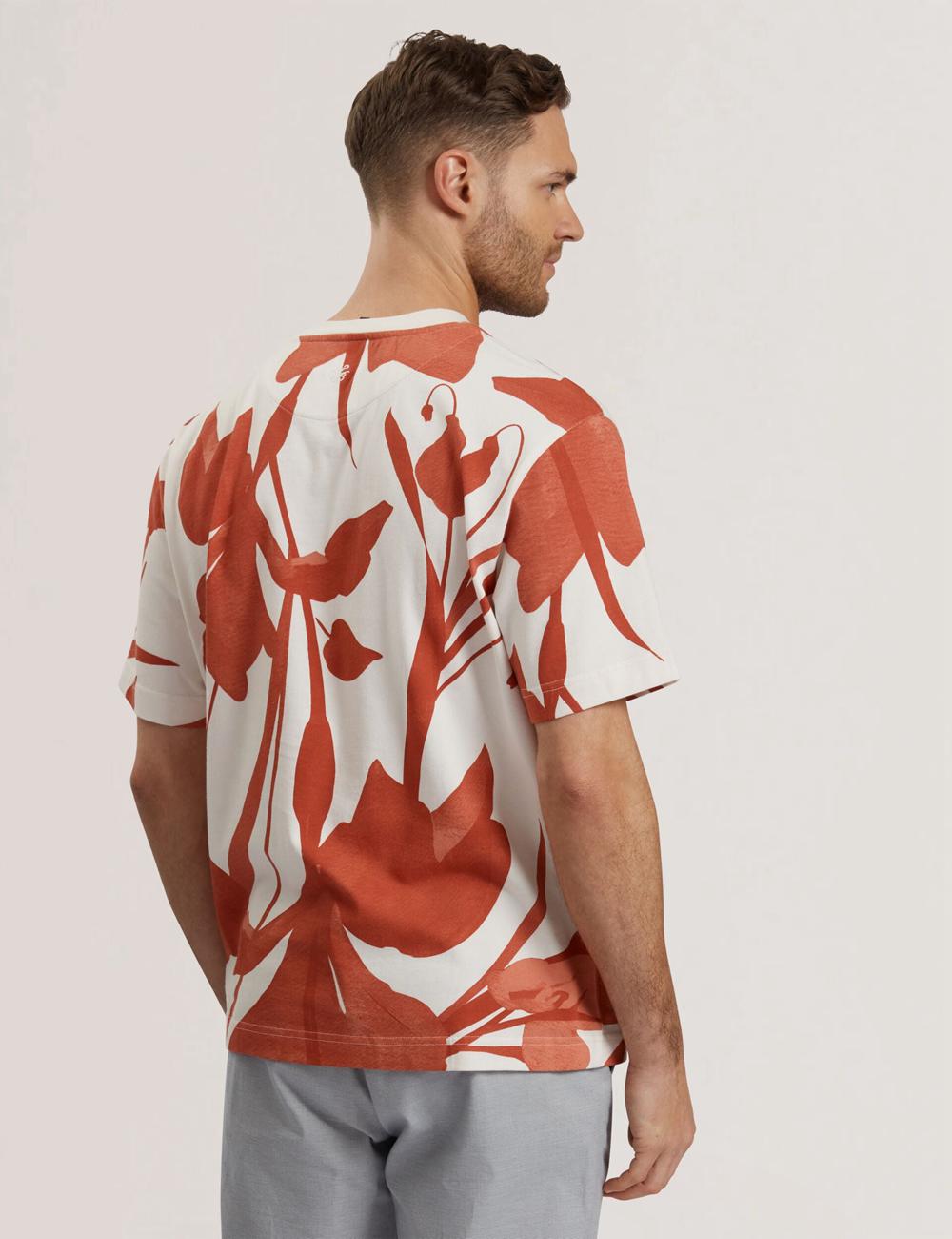 Ted Baker YIANNOS - Floral Print Heavyweight Cotton T-shirts Heren Rood | Belgium  642758-QBK
