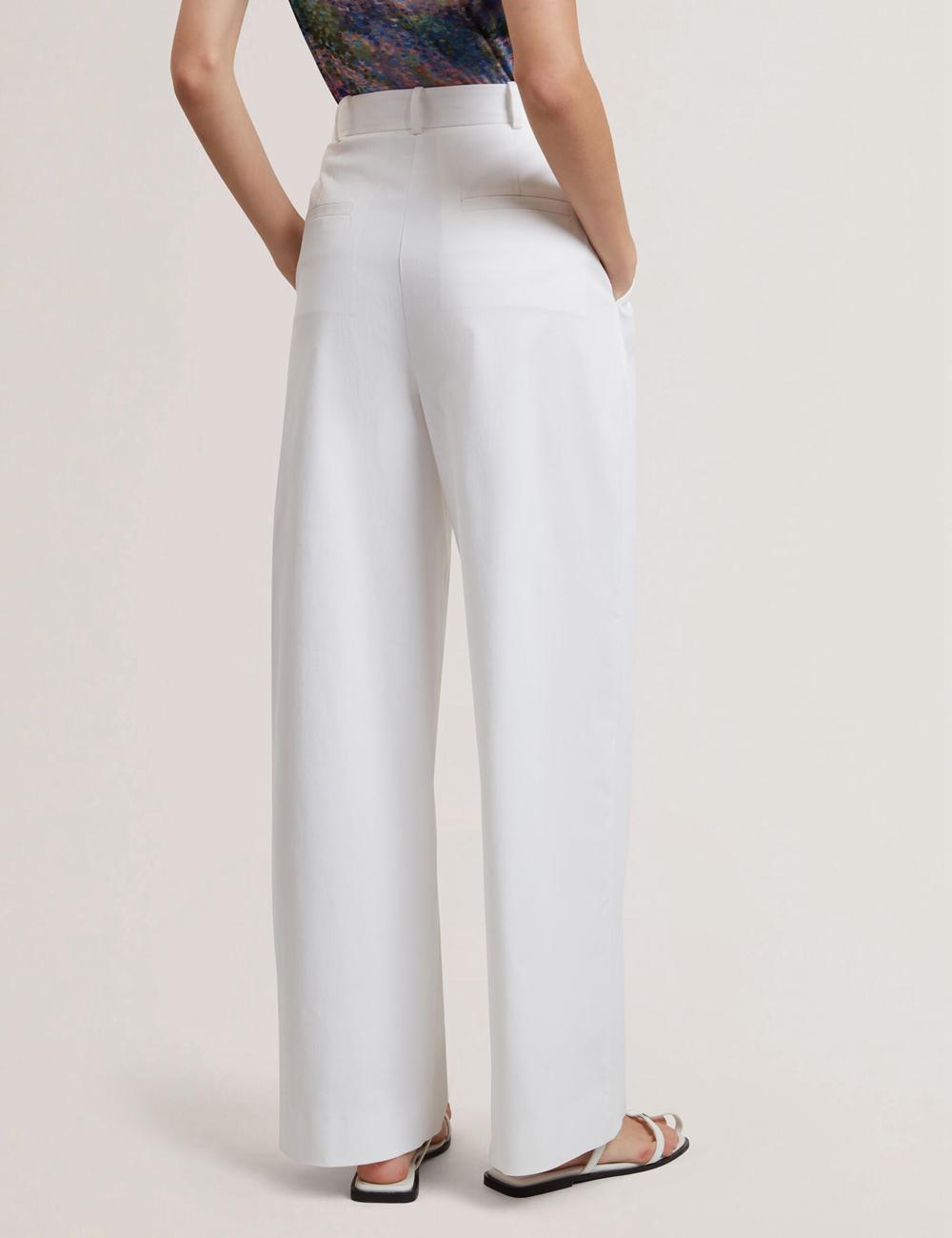 Ted Baker ZOZIA - Pleated High Waist Wide Leg Broek Dames Wit | Belgium  780652-ZUP