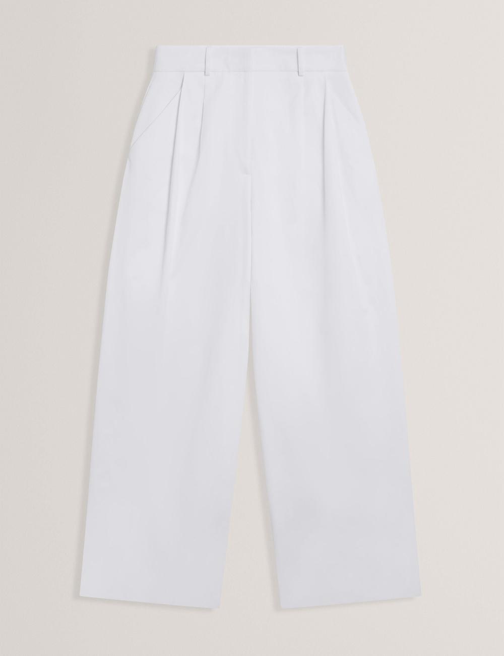 Ted Baker ZOZIA - Pleated High Waist Wide Leg Broek Dames Wit | Belgium  780652-ZUP